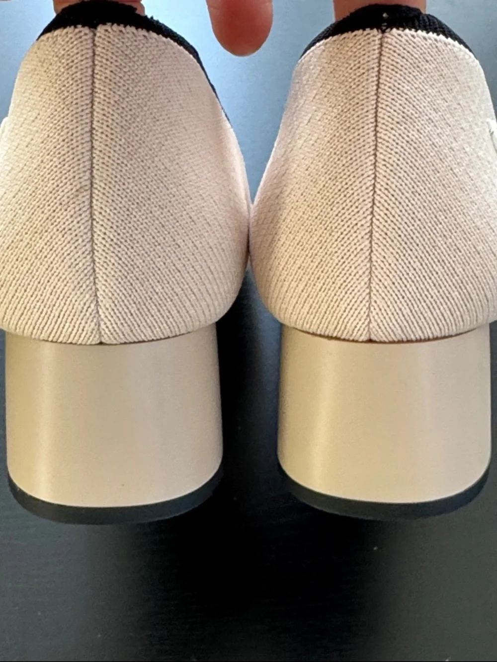 VIVAIA Julie Arch Pro Black & Ivory Almond Toe Chunky‎ Heels Size 38.7 (8US) NEW